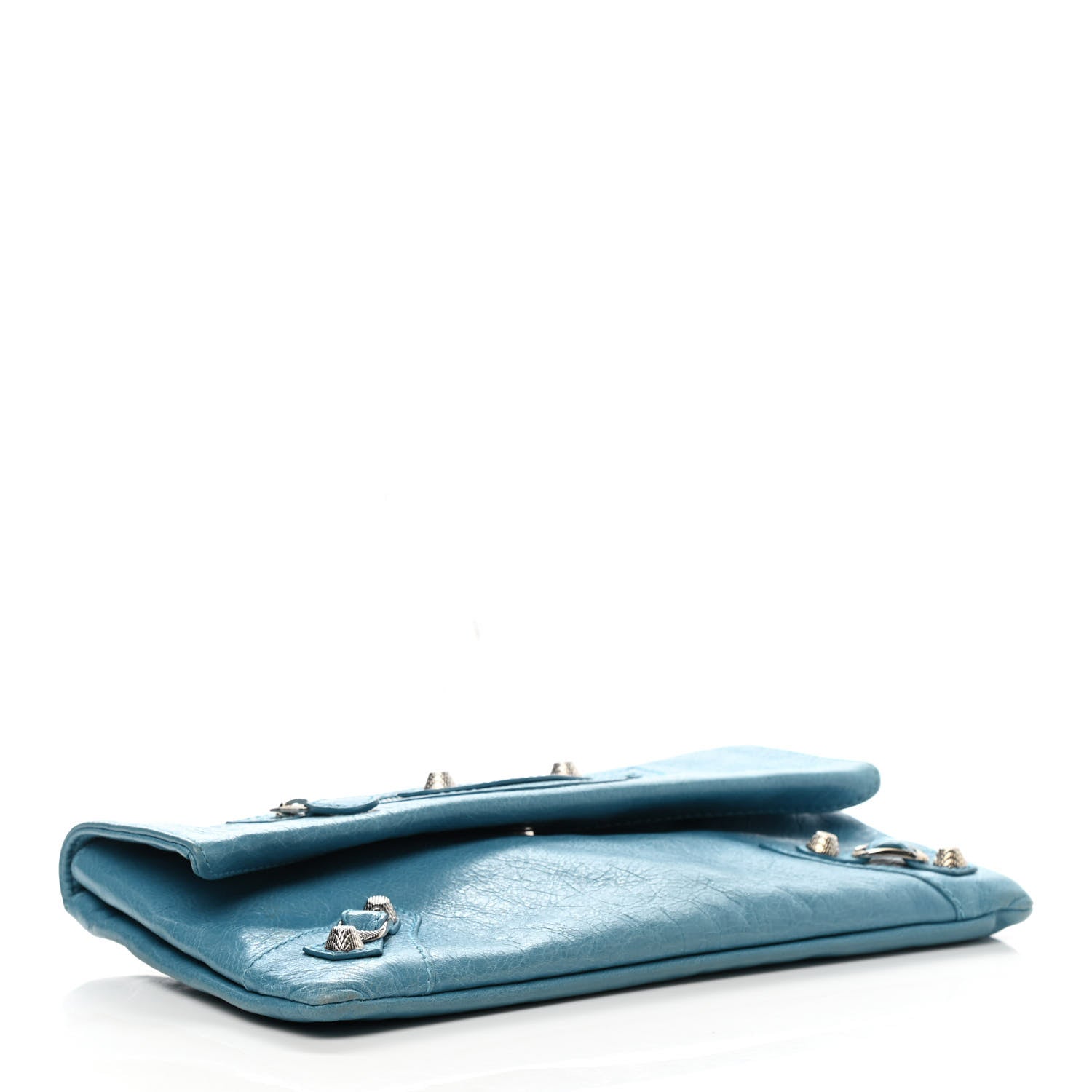 Balenciaga Agneau Giant 12 Silver Hardware Envelope Strap Clutch Bleu Tropical 4 of 14