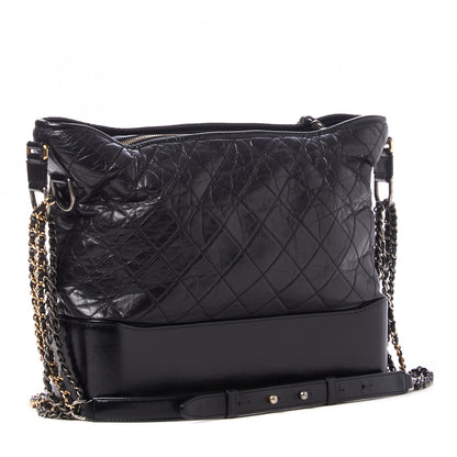 Chanel Aged Calfskin Quilted Large Gabrielle Hobo Black 2 of 9
