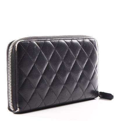 Chanel Lambskin Quilted Large Gusset Zip Around Wallet Black 2 of 12