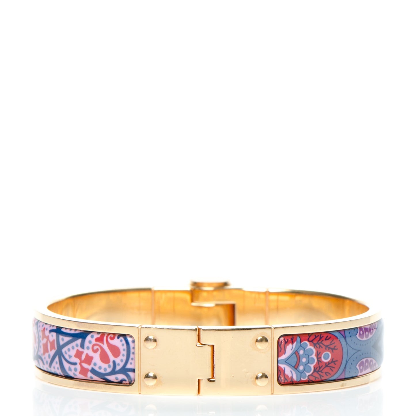 Enamel Printed Narrow Cachemire Fleuri Hinged Bracelet S Surnaturel