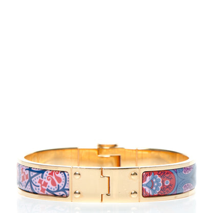 Hermes Enamel Printed Narrow Cachemire Fleuri Hinged Bracelet S Surnaturel 3 of 6