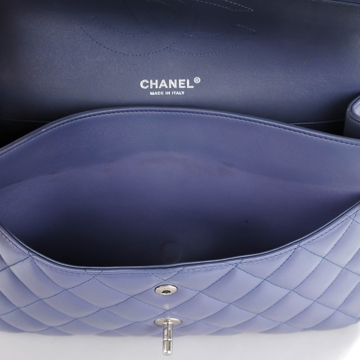 Chanel Lambskin Quilted Jumbo Double Flap Blue 15 of 15