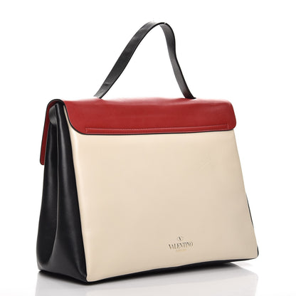 Valentino Garavani Calfskin Colorblock Single Handle Satchel Black White 3 of 11