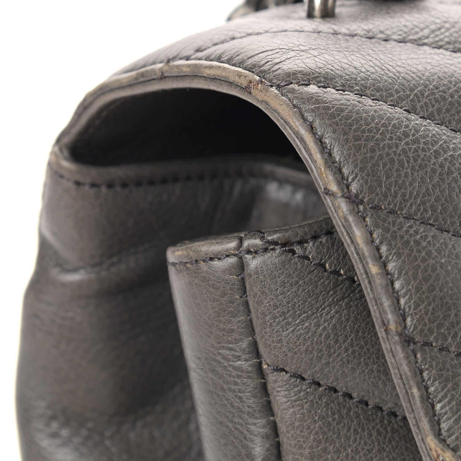 Saint Laurent Sheepskin Matelasse Chevron Monogram Large College Satchel Dark Anthracite 12 of 13
