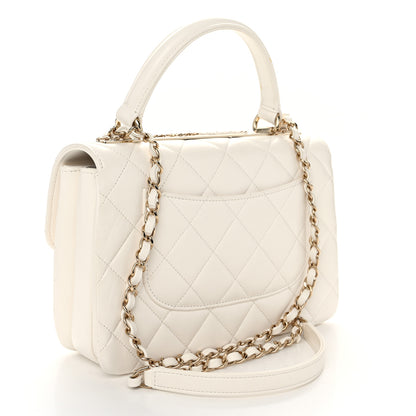Chanel Lambskin Quilted Small Trendy Chain CC Flap Dual Handle Bag White 3 of 13