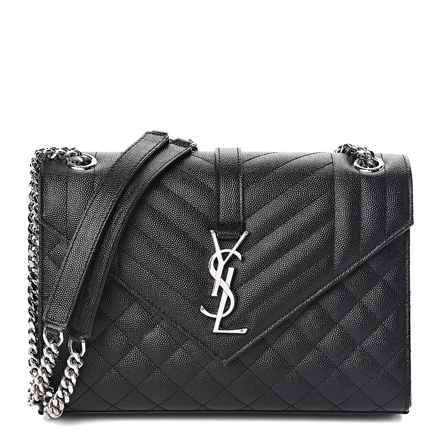 Grain De Poudre Textured Mixed Matelasse Triquilt Medium Monogram Satchel Black