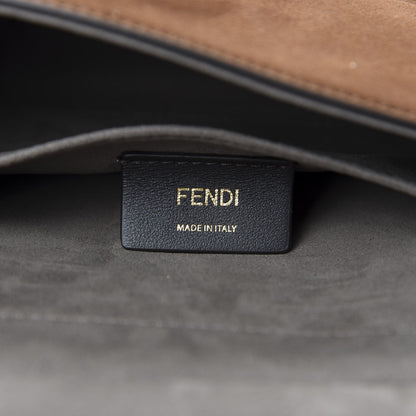 Fendi Suede Satin Double F Shoulder Bag Marrone Rosso Blue 9 of 11