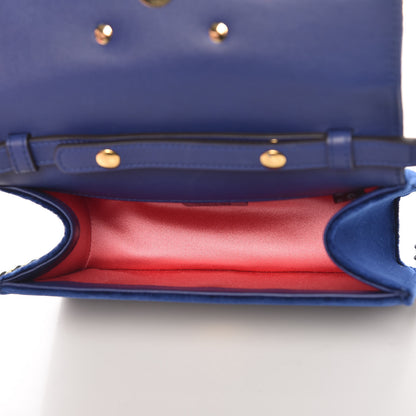Gucci Velvet Crystal Square G Shoulder Bag Cobalt Blue 5 of 9