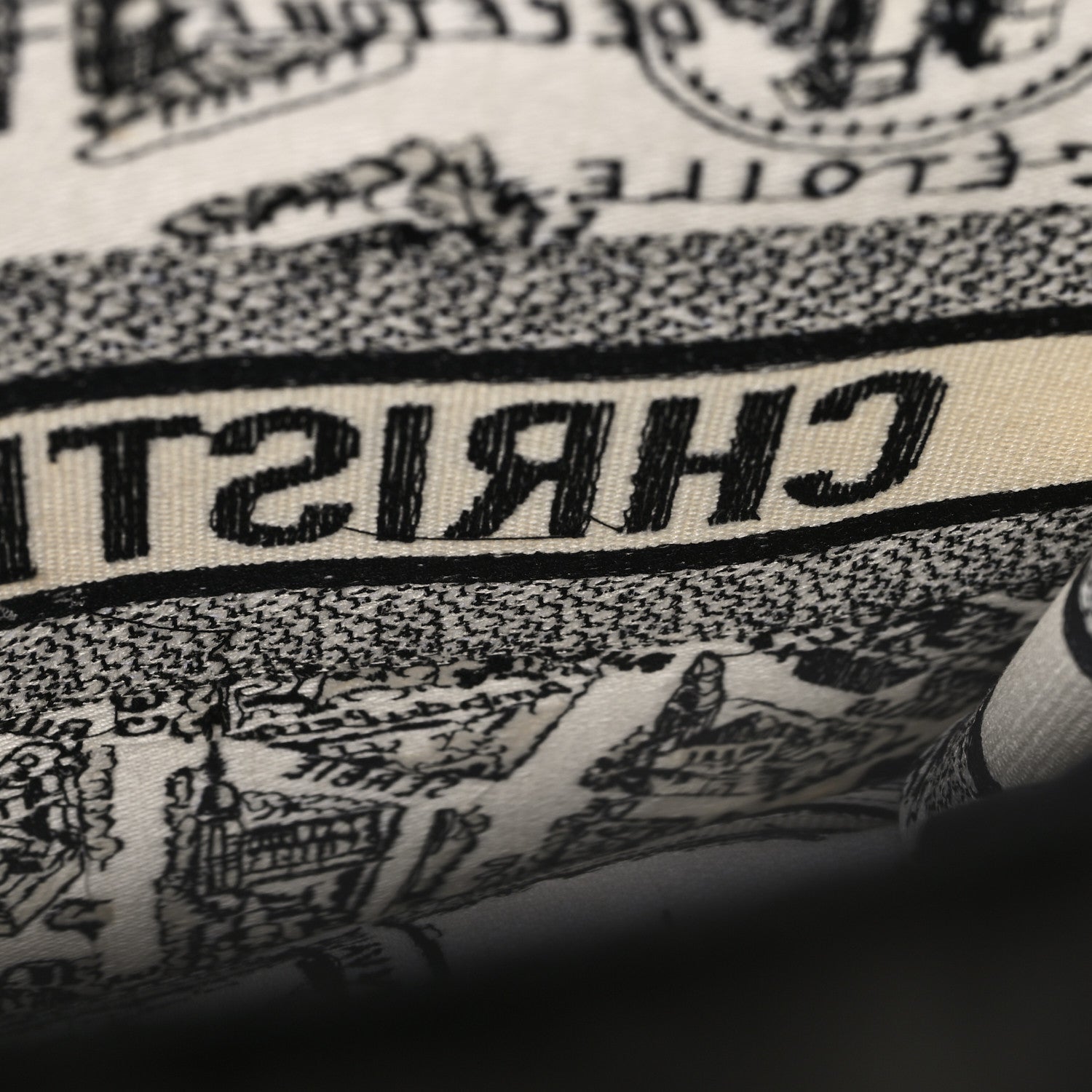 Christian Dior Canvas Embroidered Medium Plan De Paris Book Tote White Black 11 of 11