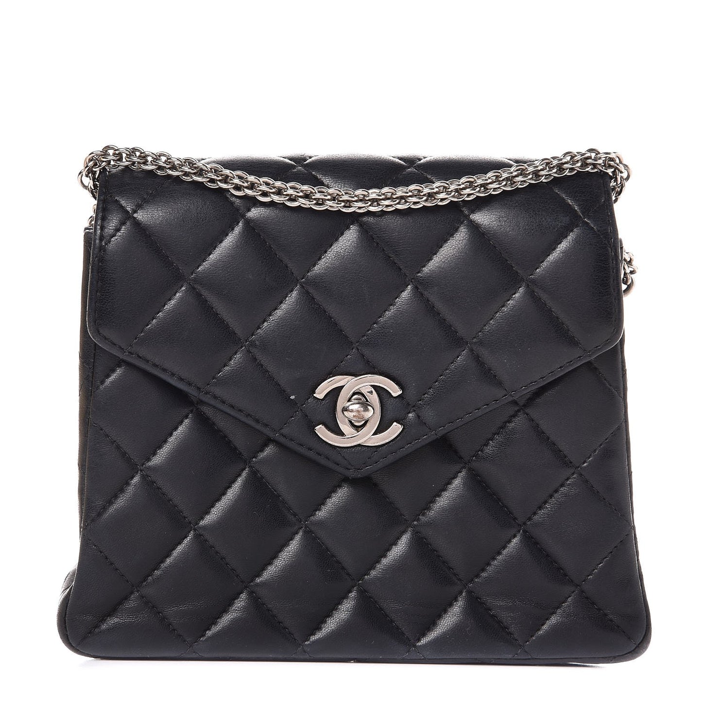 Lambskin Quilted Envelope Single Flap Black