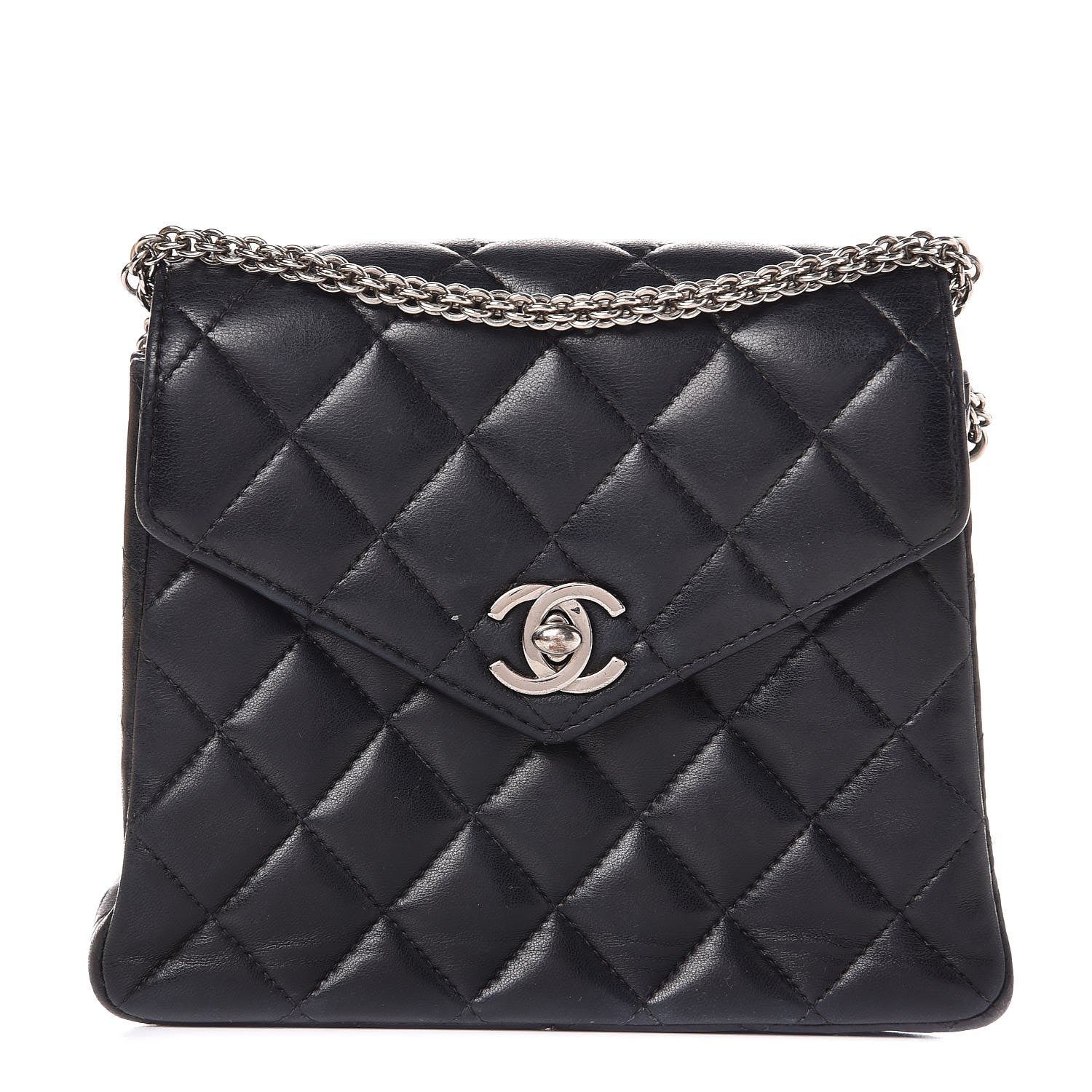 Chanel Lambskin Quilted Envelope Single Flap Black 1 of 9