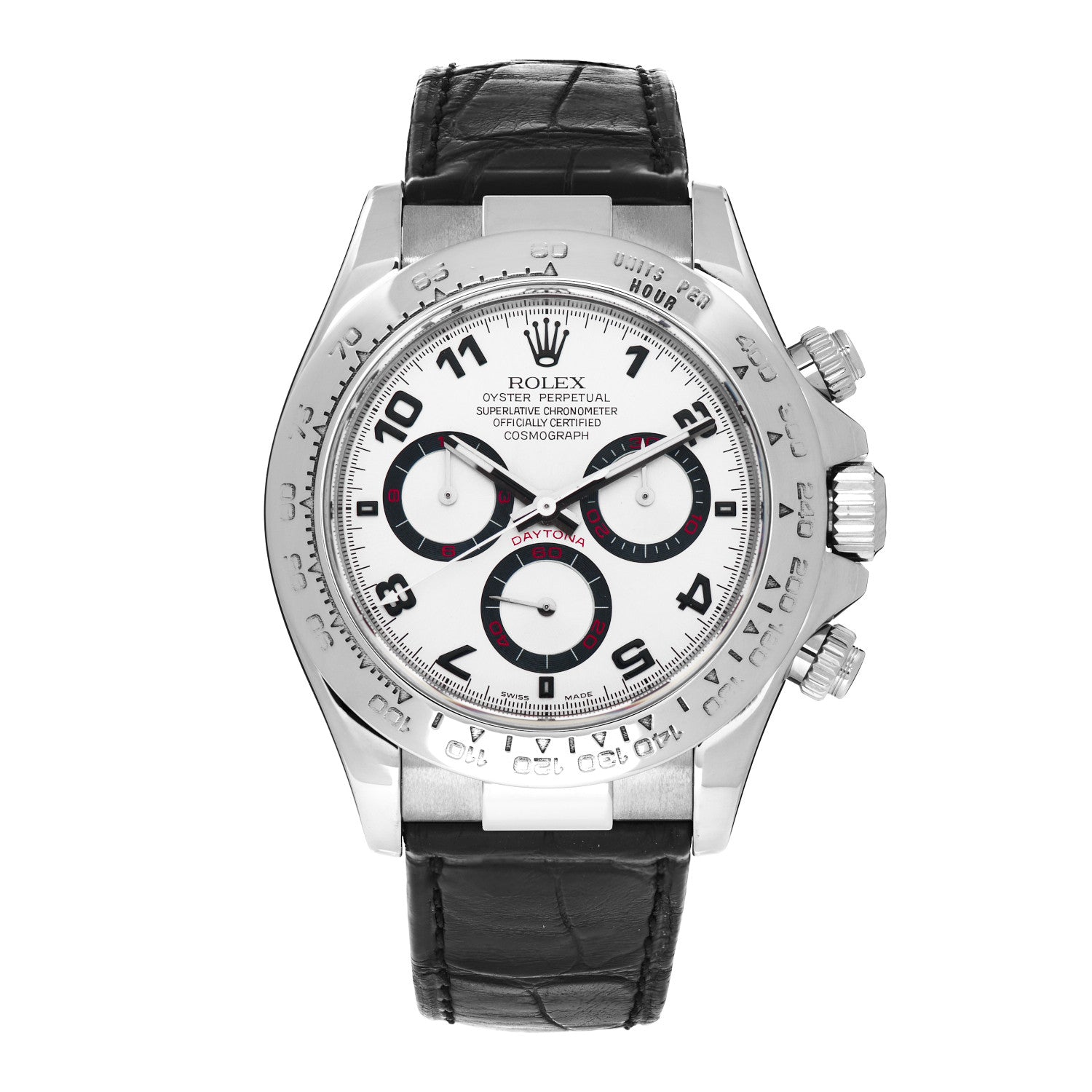 Rolex 18K White Gold Alligator 40mm Oyster Perpetual Daytona Cosmograph Watch White 116519 1 of 5