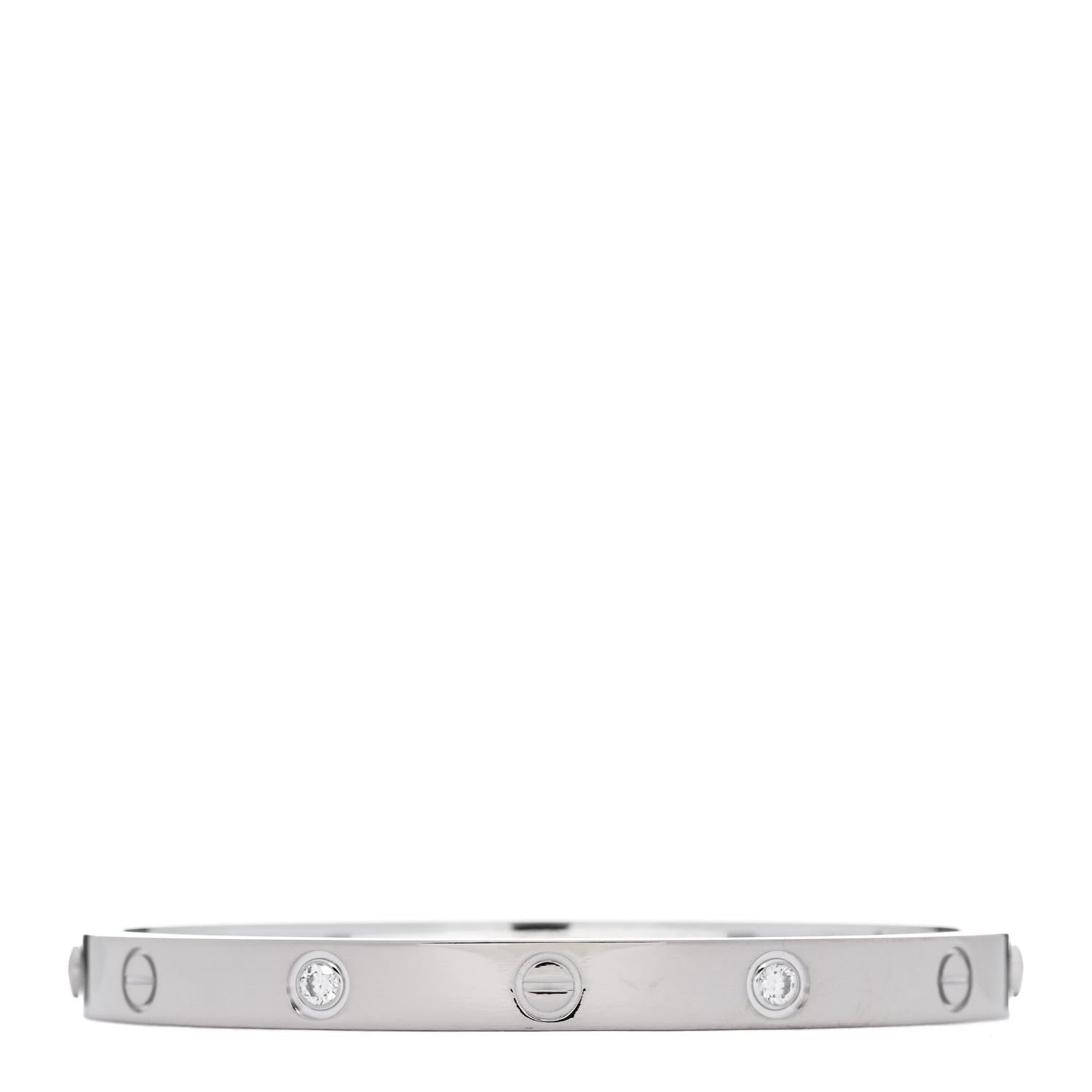 Cartier 18K White Gold 4 Diamond Love Bracelet 18 2 of 9