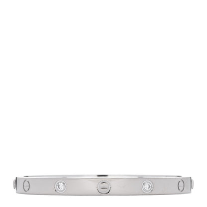 Cartier 18K White Gold 4 Diamond Love Bracelet 18 2 of 9