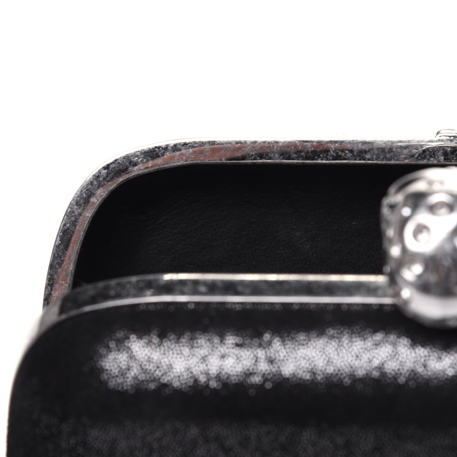 Alexander McQueen Metallic Suede Skull Box Clutch Black 11 of 16
