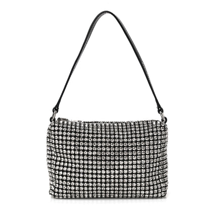 Alexander Wang Mesh Crystal Rhinestone Mini Heiress Pouch Black Silver 1 of 11
