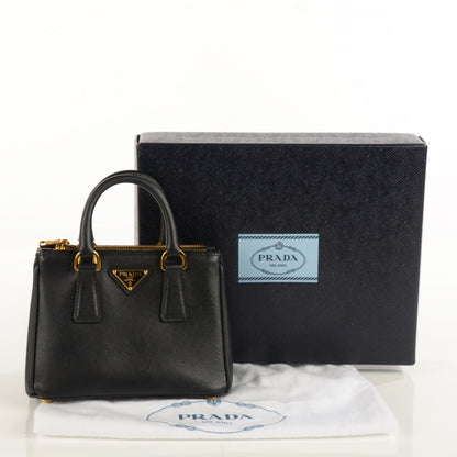 Prada Saffiano Lux Mini Galleria Double Zip Tote Black 7 of 11