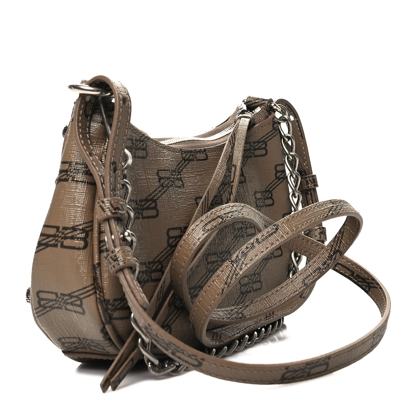 Coated Canvas BB Monogram Le Cagole Mini Purse With Chain Beige Brown