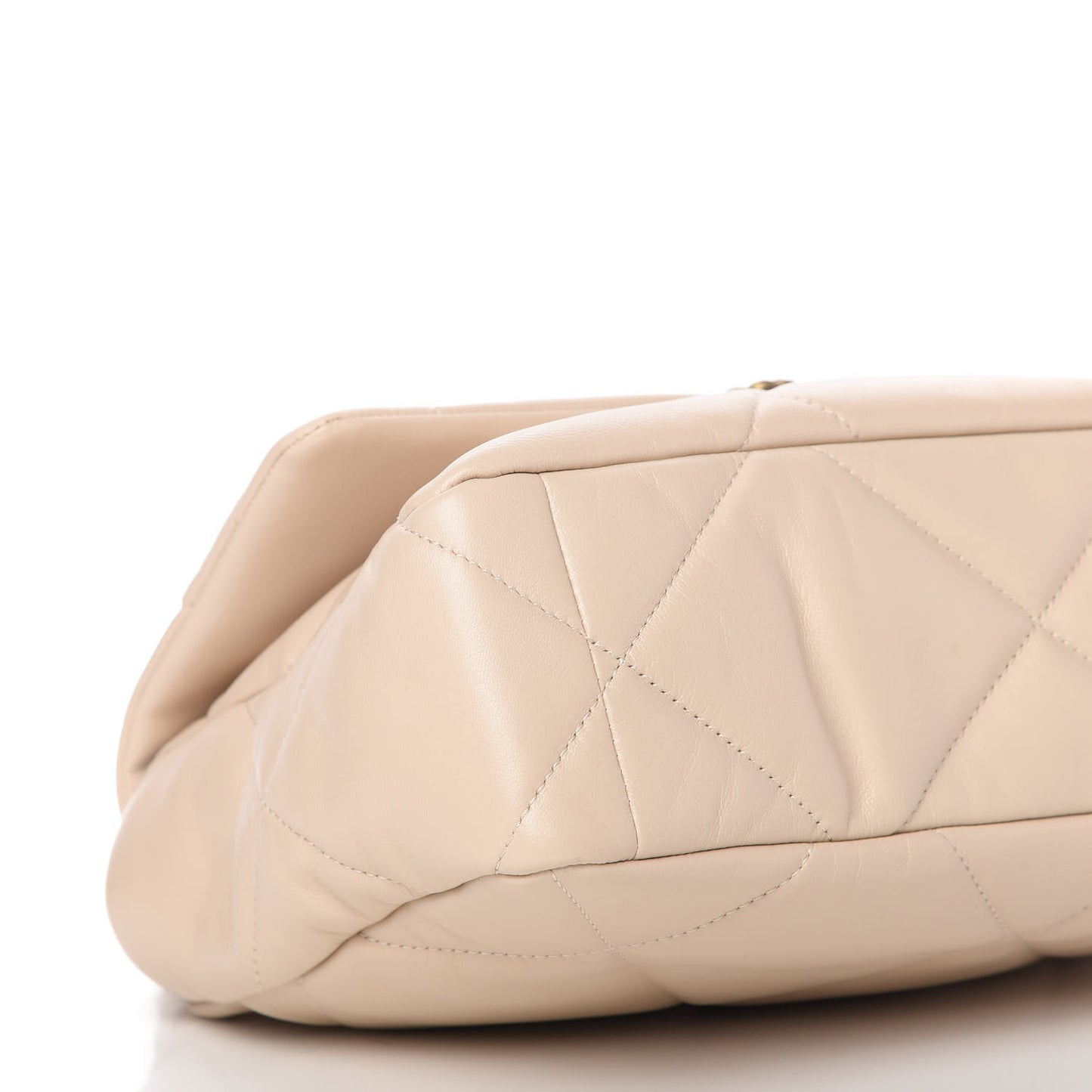 Goatskin Quilted Large Chanel 19 Flap Beige