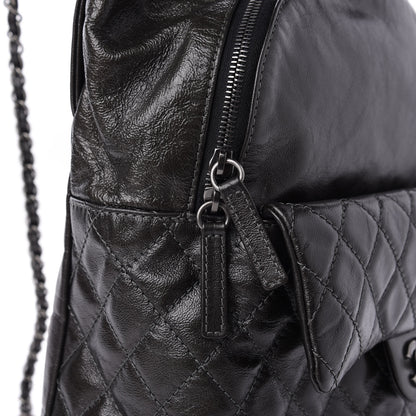 Chanel Metallic Lambskin Quilted Drawstring Backpack Black 12 of 13