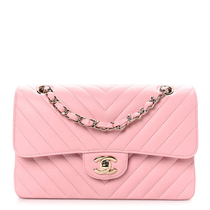 Chanel Caviar Chevron Quilted Small Double Flap Pink 1 of 11