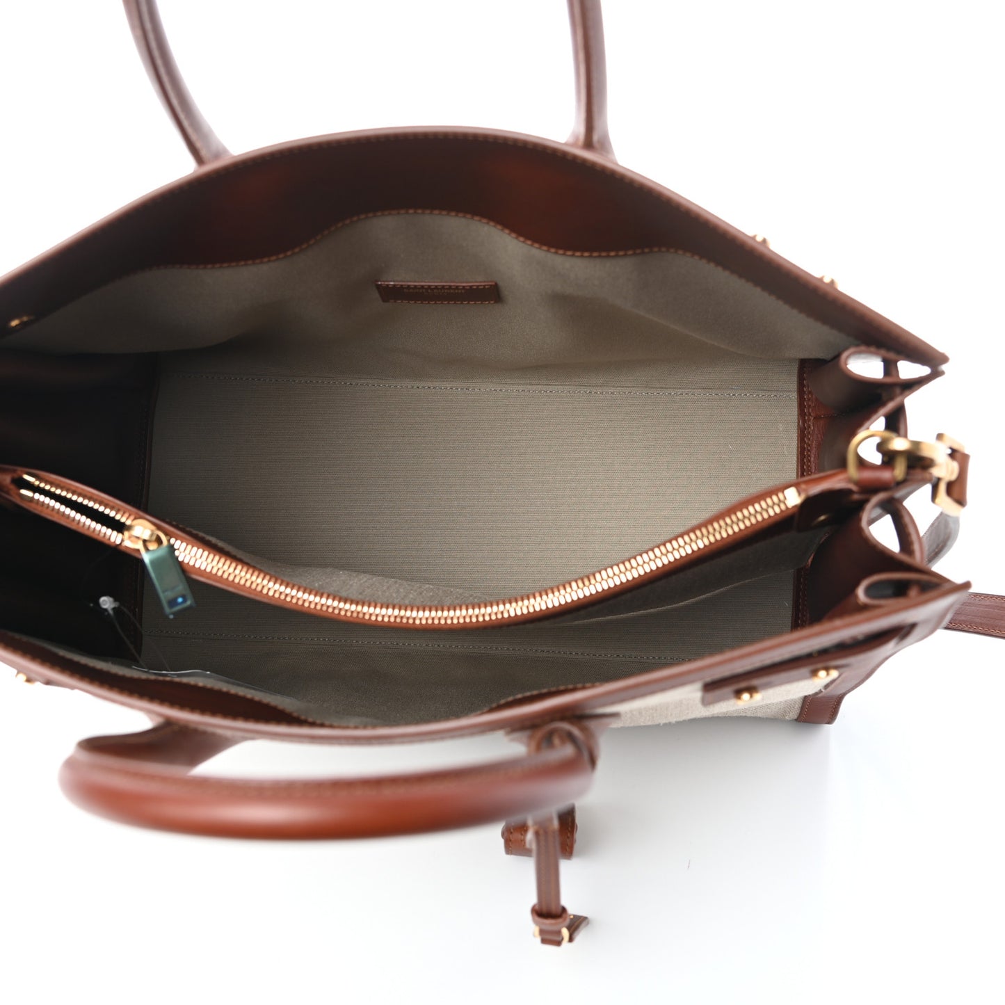Linen Calfskin Medium Souple Sac De Jour Cognac