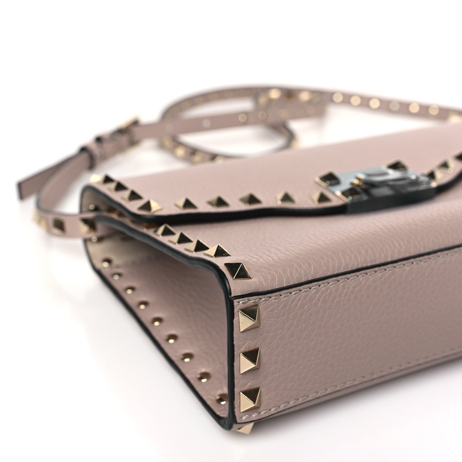 Valentino Garavani Pebbled Calfskin Medium Rockstud Flip Lock Crossbody Bag Poudre 7 of 8