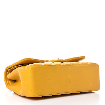 Chanel Lambskin Quilted Jumbo Double Flap Yellow 5 of 8