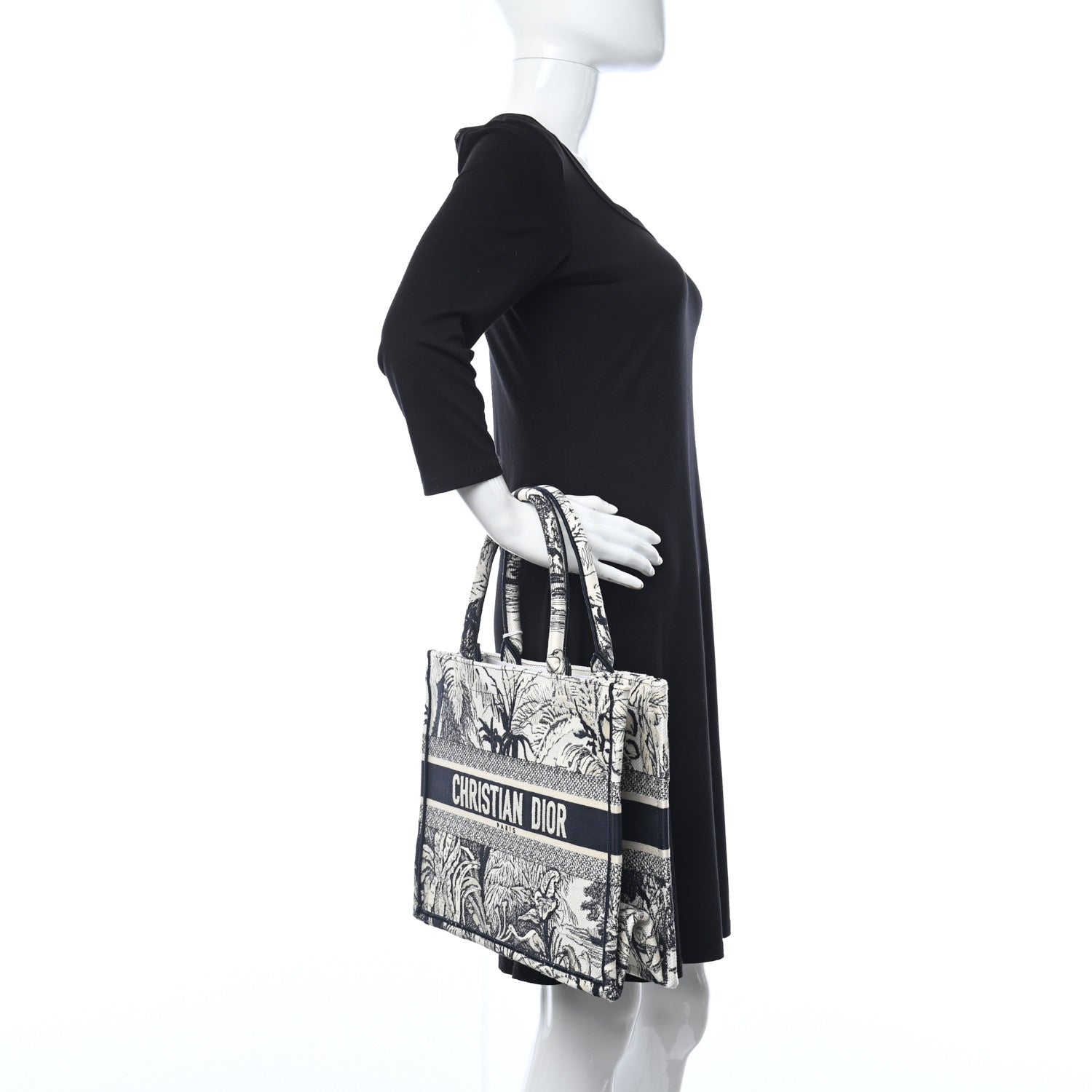 Christian Dior Canvas Embroidered Medium Palms Toile De Jouy Book Tote Blue 2 of 10