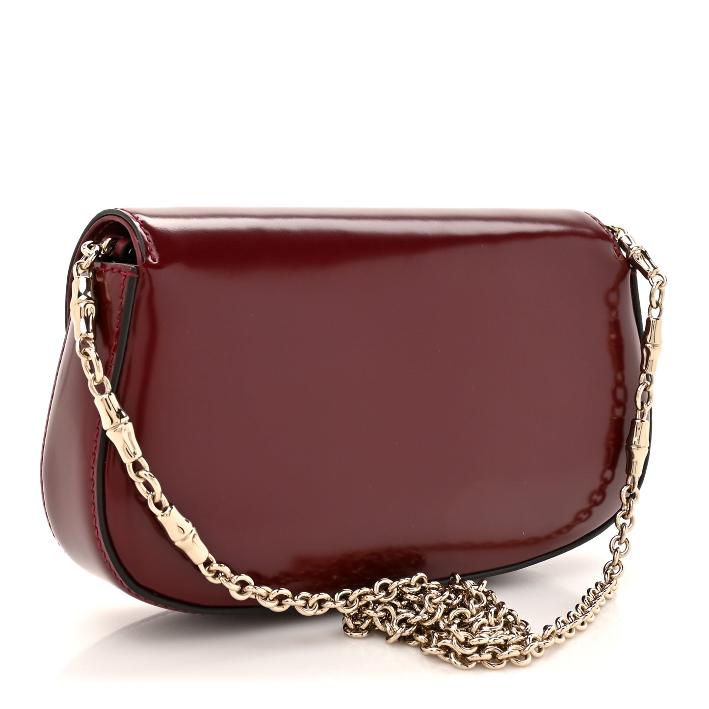 Shiny Calfskin Small Bamboo Night Bag Rosso Ancora