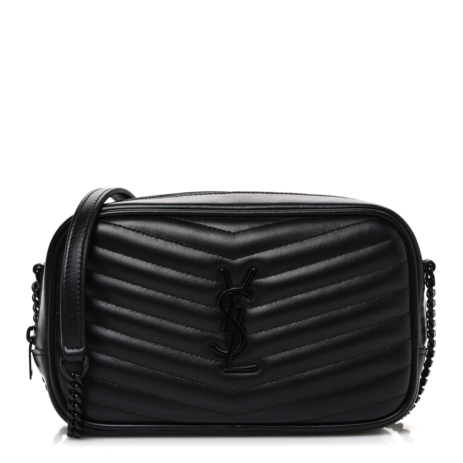 Saint Laurent Calfskin Matelasse Monochrome Monogram Mini Lou Camera Bag Black 1 of 10