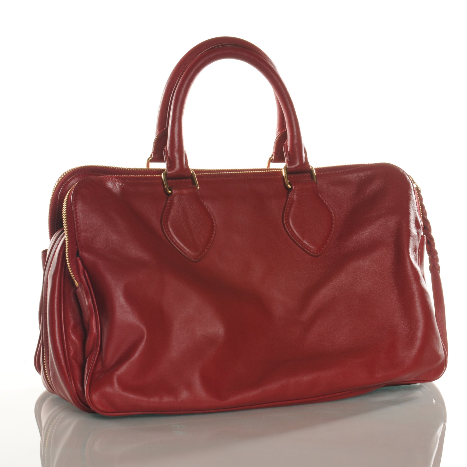 Celine Smooth Calfskin Small Triptyque Satchel Red 3 of 7