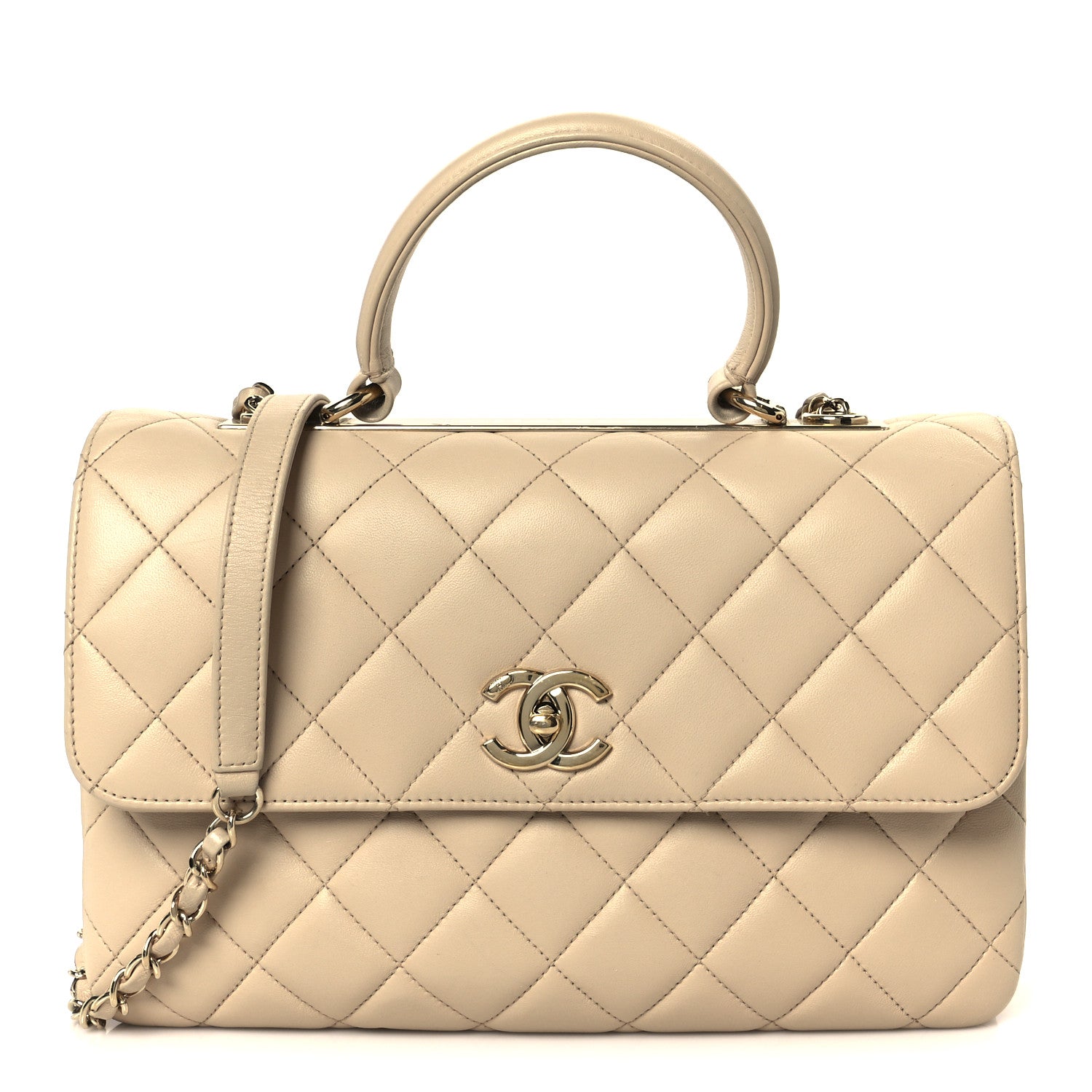 Chanel Lambskin Quilted Medium Trendy CC Flap Dual Handle Bag Beige 1 of 11