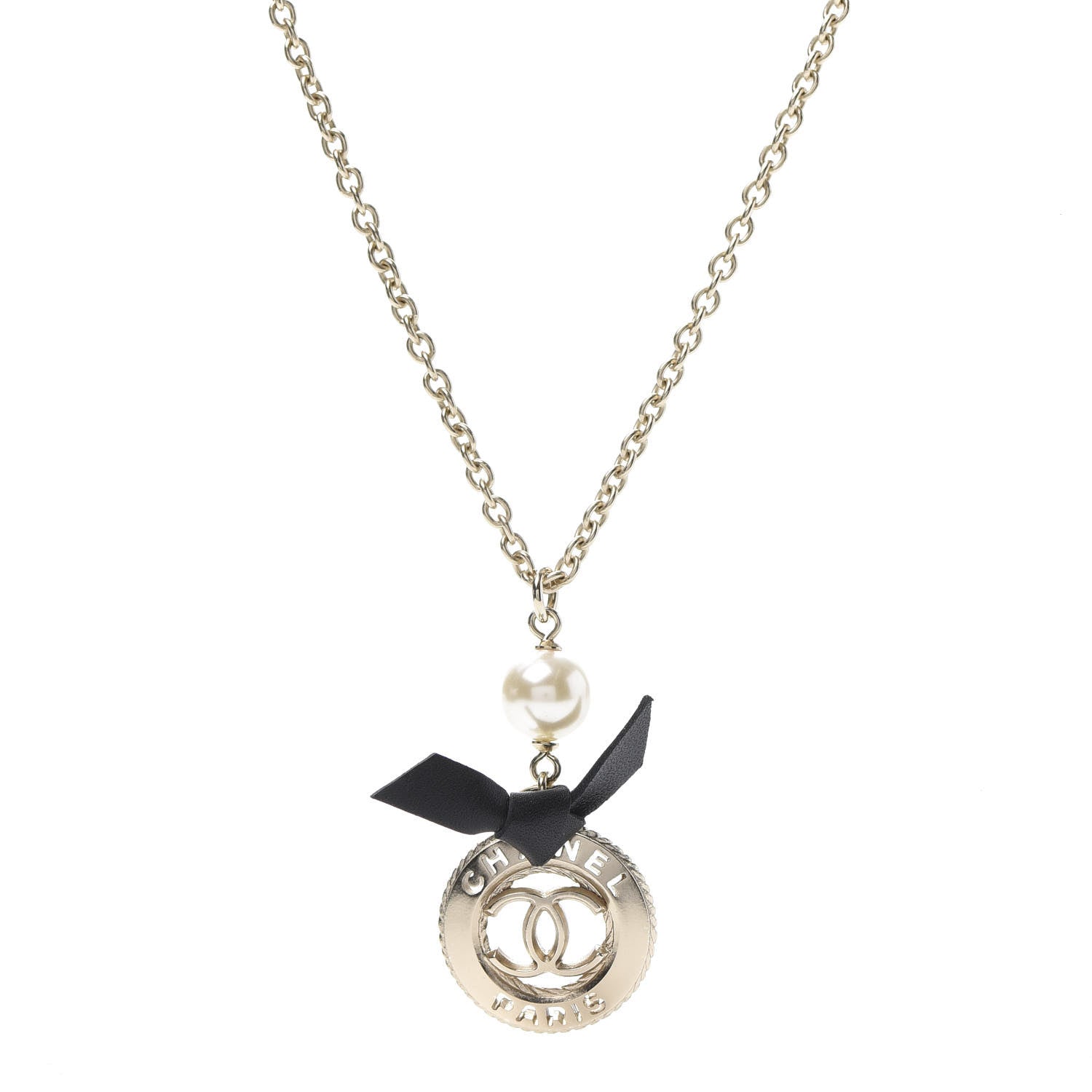 Chanel Pearl CC Medallion Necklace Gold 1 of 6