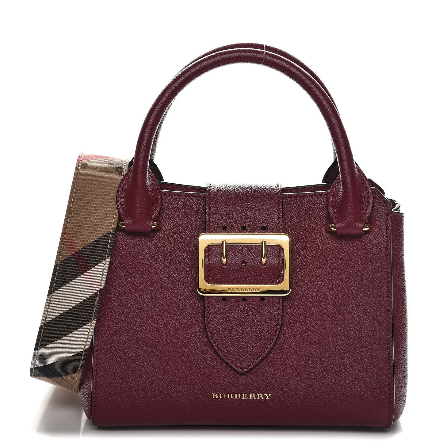 Soft Grain Calfskin Small Buckle Tote Dark Plum