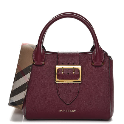 Burberry Soft Grain Calfskin Small Buckle Tote Dark Plum 1 of 8