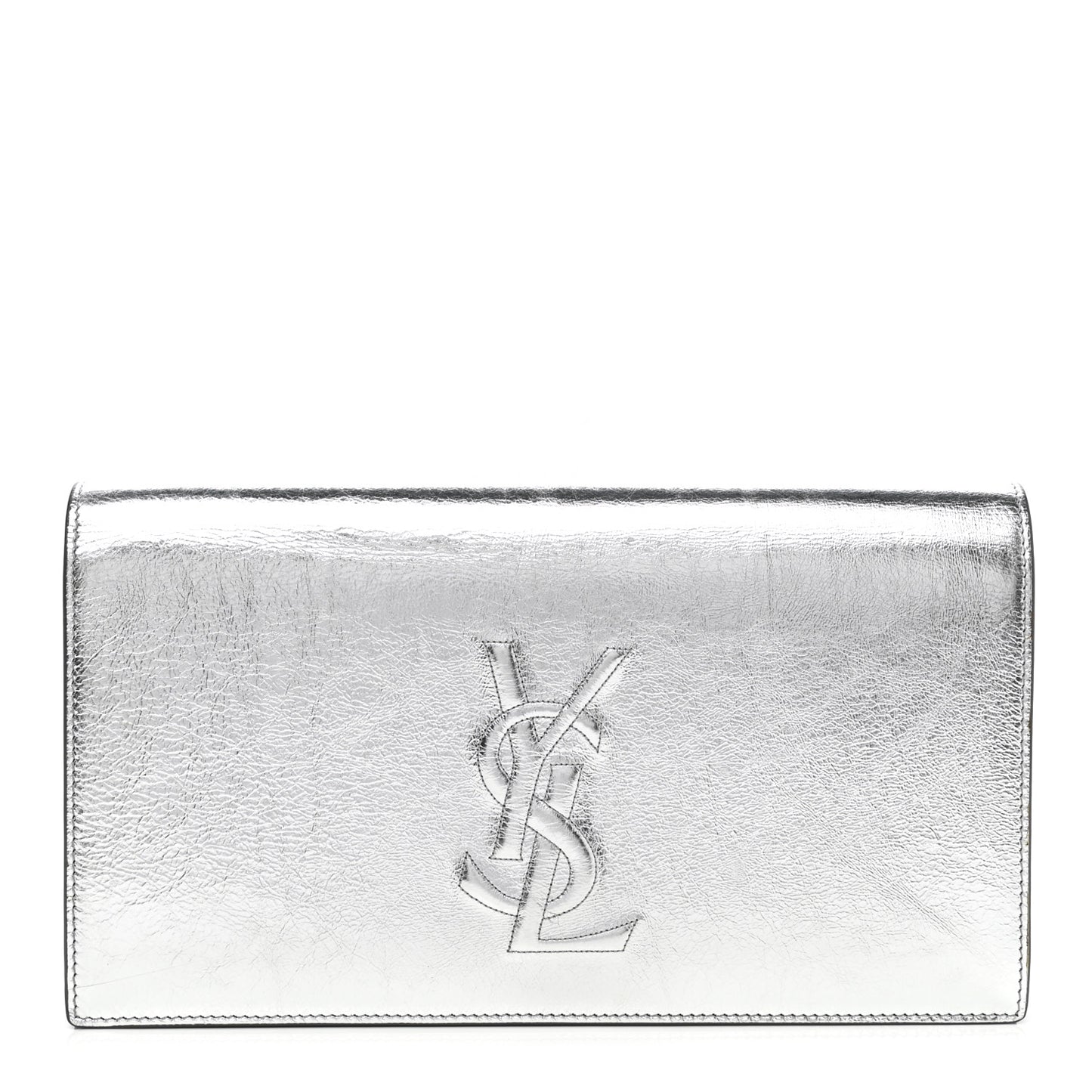 Metallic Calfskin Monogram Large Belle De Jour Clutch Silver