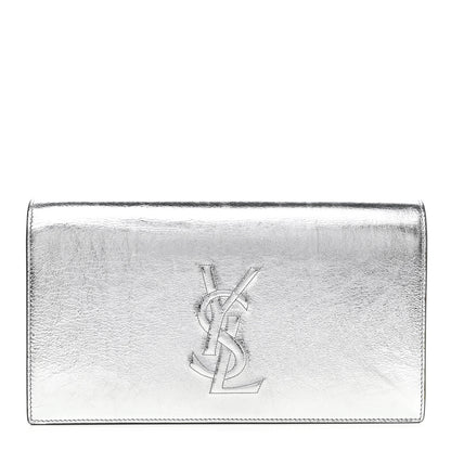 Saint Laurent Metallic Calfskin Monogram Large Belle De Jour Clutch Silver 1 of 9