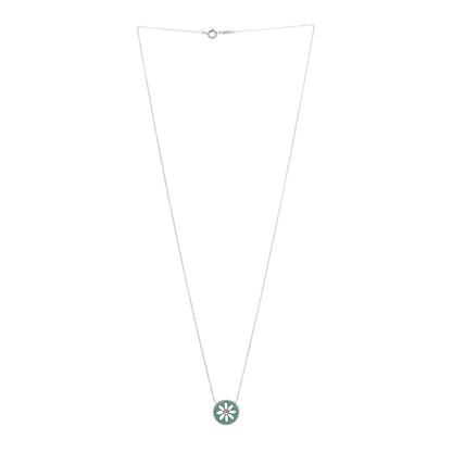 Tiffany Sterling Silver Enamel Daisy Pendant Necklace Blue 3 of 6