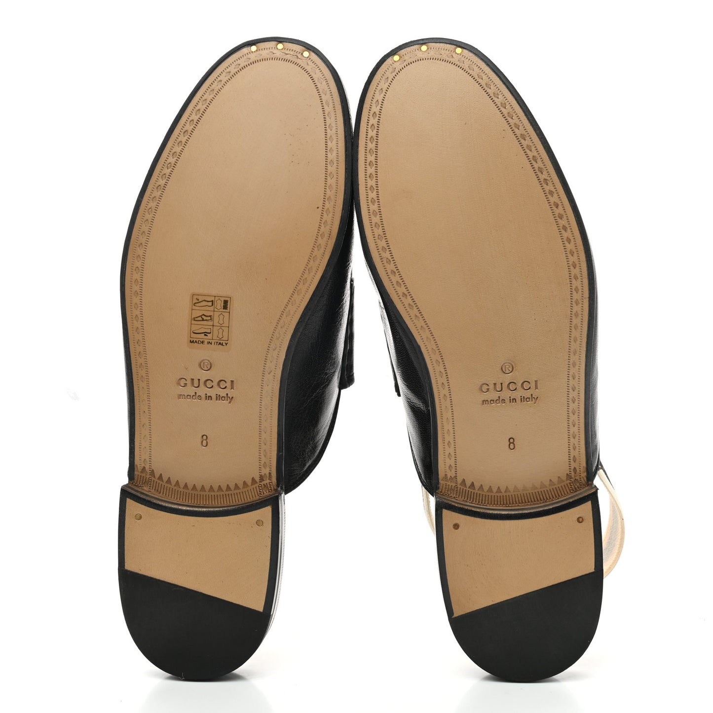 Goatskin Stripe Mens Horsebit Slingback Slippers 8 Black