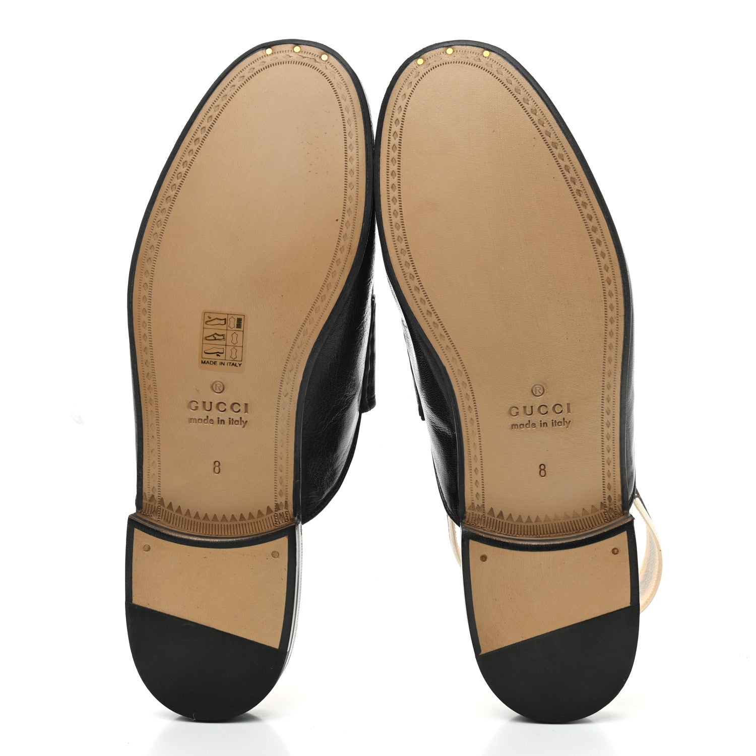 Gucci Goatskin Stripe Mens Horsebit Slingback Slippers 8 Black 4 of 10