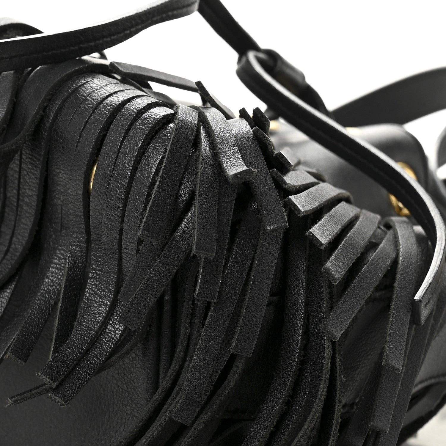 Saint Laurent Calfskin Small Emmanuelle Fringe Bucket Bag Black 10 of 12
