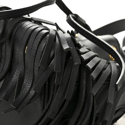 Saint Laurent Calfskin Small Emmanuelle Fringe Bucket Bag Black 10 of 12