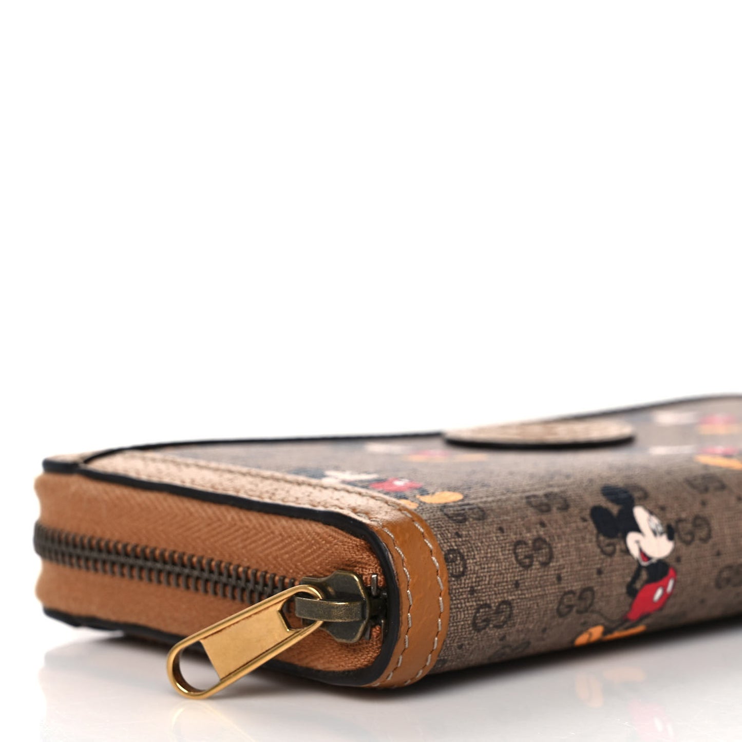 X DISNEY Mini Vintage GG Supreme Monogram Mickey Mouse Zip Around Wallet Beige Vintage Sun Oil