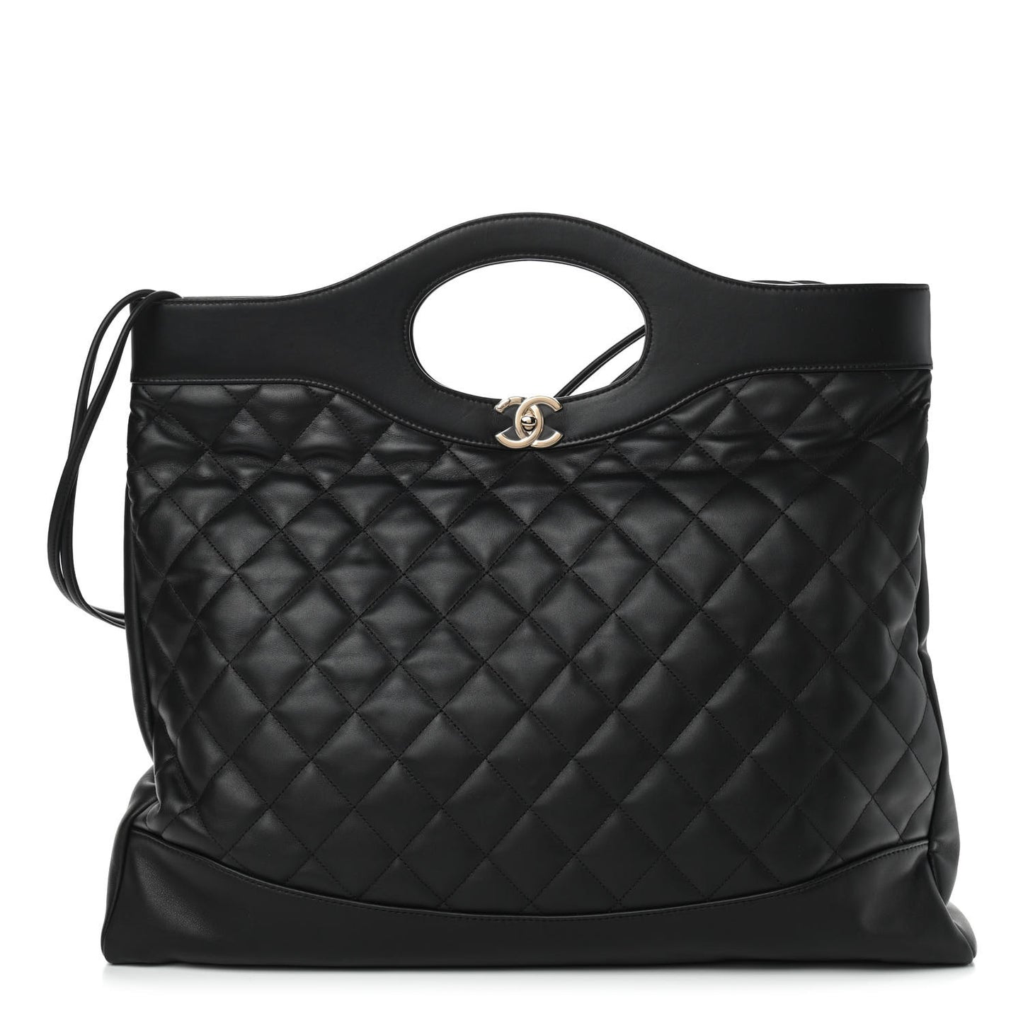 Lambskin Quilted Large 31 Shopping Bag Black