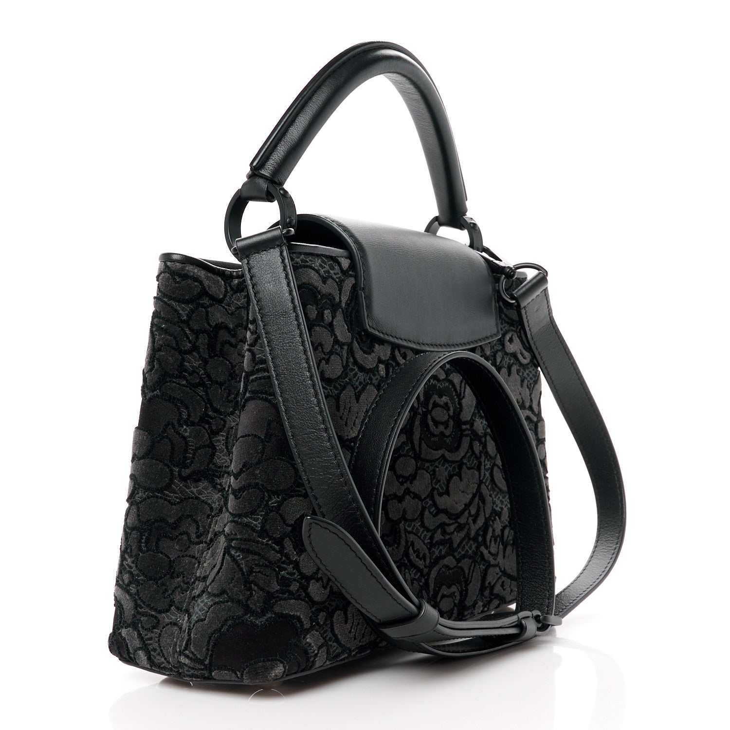 Louis Vuitton Velvet Dentelle Embroidery Capucines BB Black 3 of 9