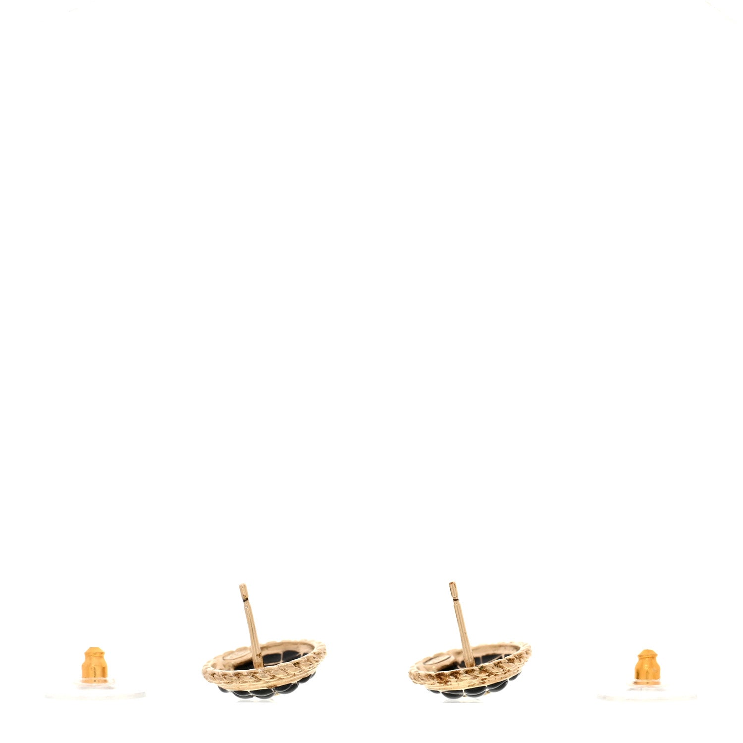 Chanel Resin CC Chain Round Earrings Gold Black 3 of 5