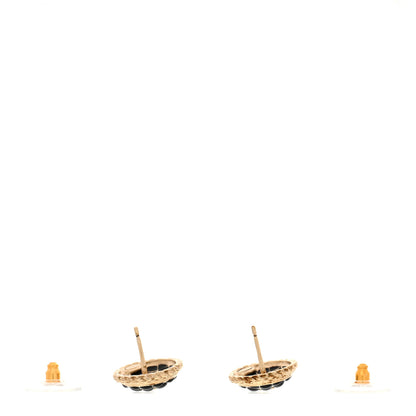 Chanel Resin CC Chain Round Earrings Gold Black 3 of 5