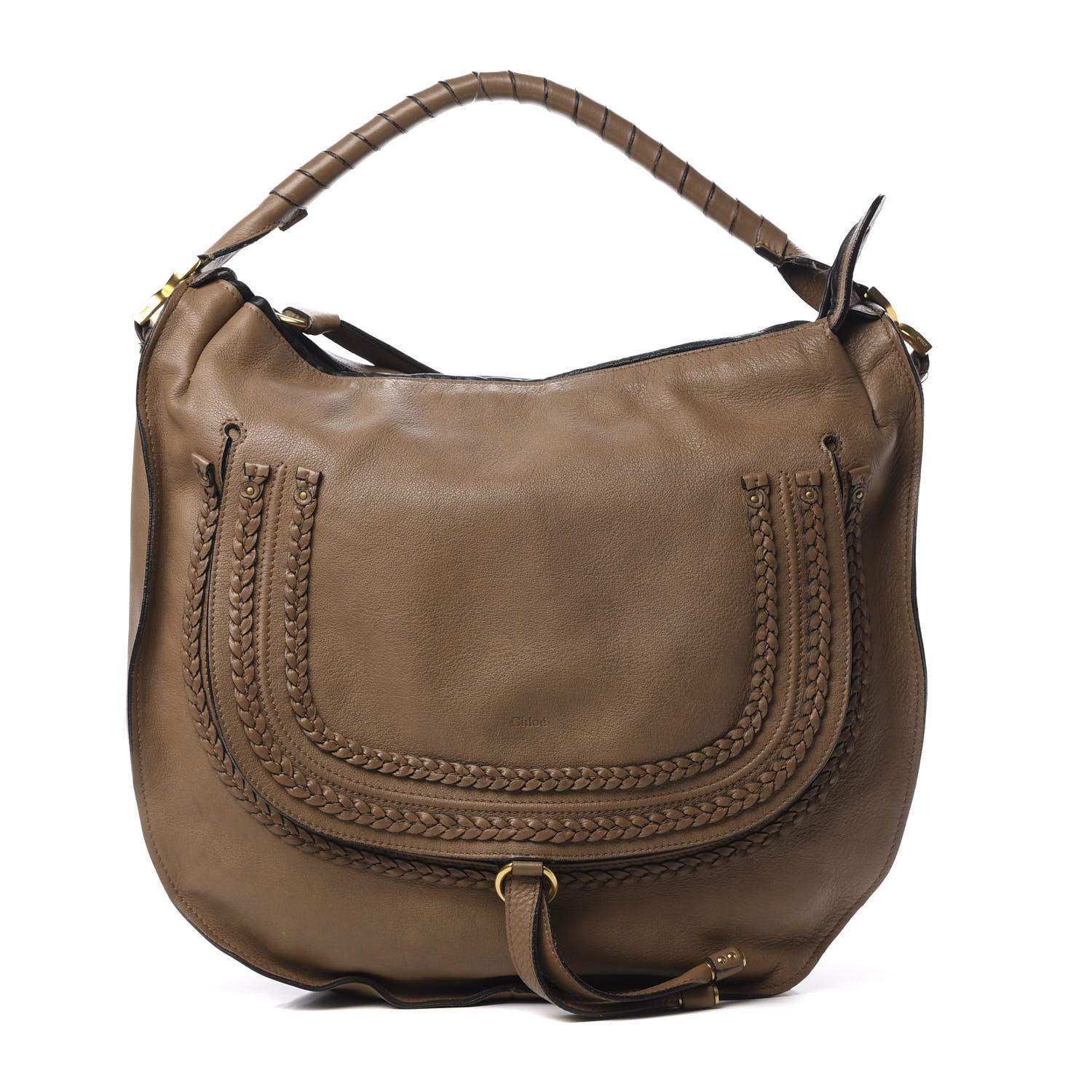 Chloe Calfskin Braided Large Marcie Hobo Nut 1 of 17