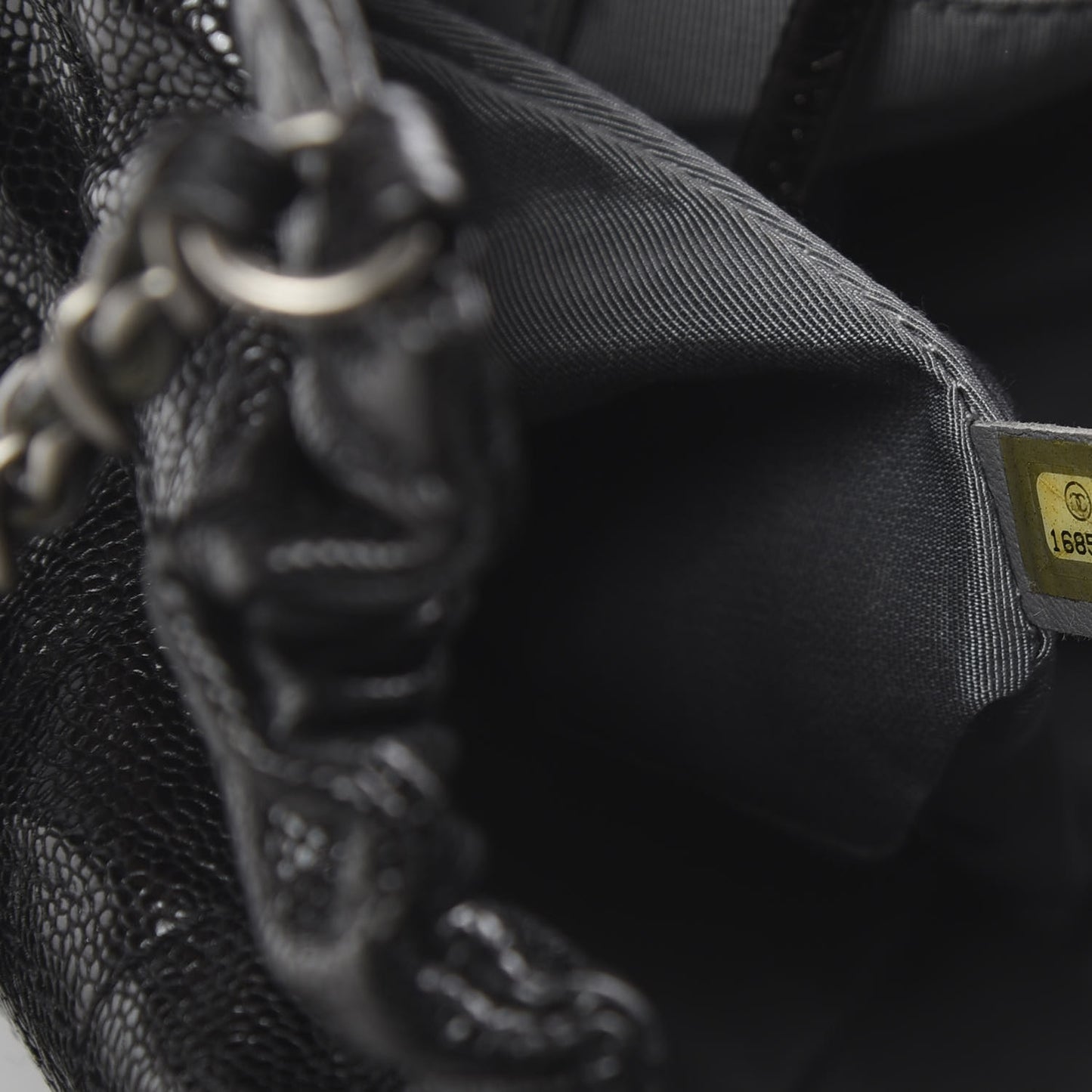 Caviar Quilted Medium Elastic Shopping Tote Black